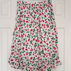 JCrew size medium strawberry Floral Print Women's Skirt flounce hem